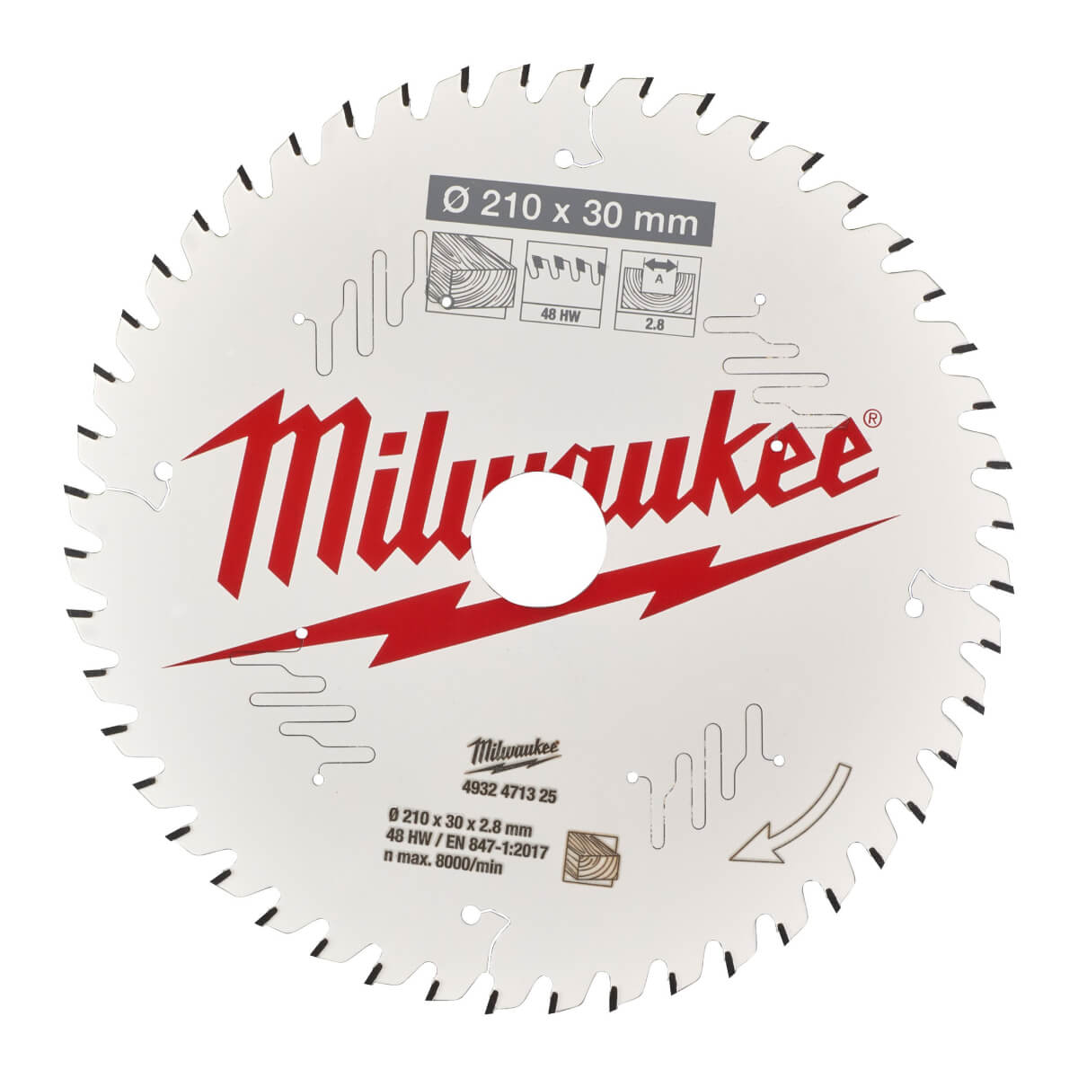 Диск пильный по дереву MILWAUKEE 210x30x48Т замена 4932259136 (4932471325)