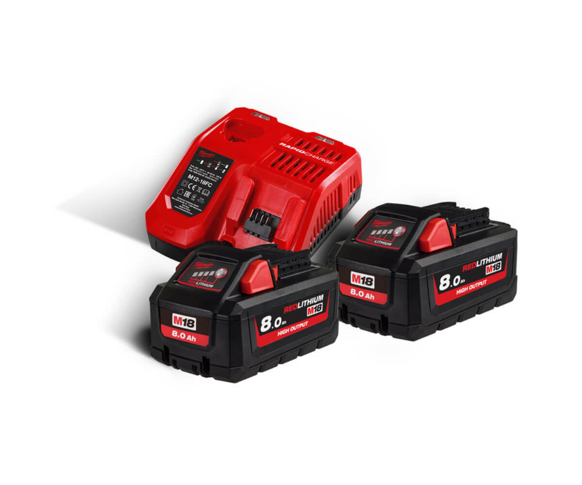 Аккумуляторы и зарядное устройство MILWAUKEE M18 HNRG-802 HIGH OUTPUT™ 18V 2х8Ah Li-ion (4933471073)