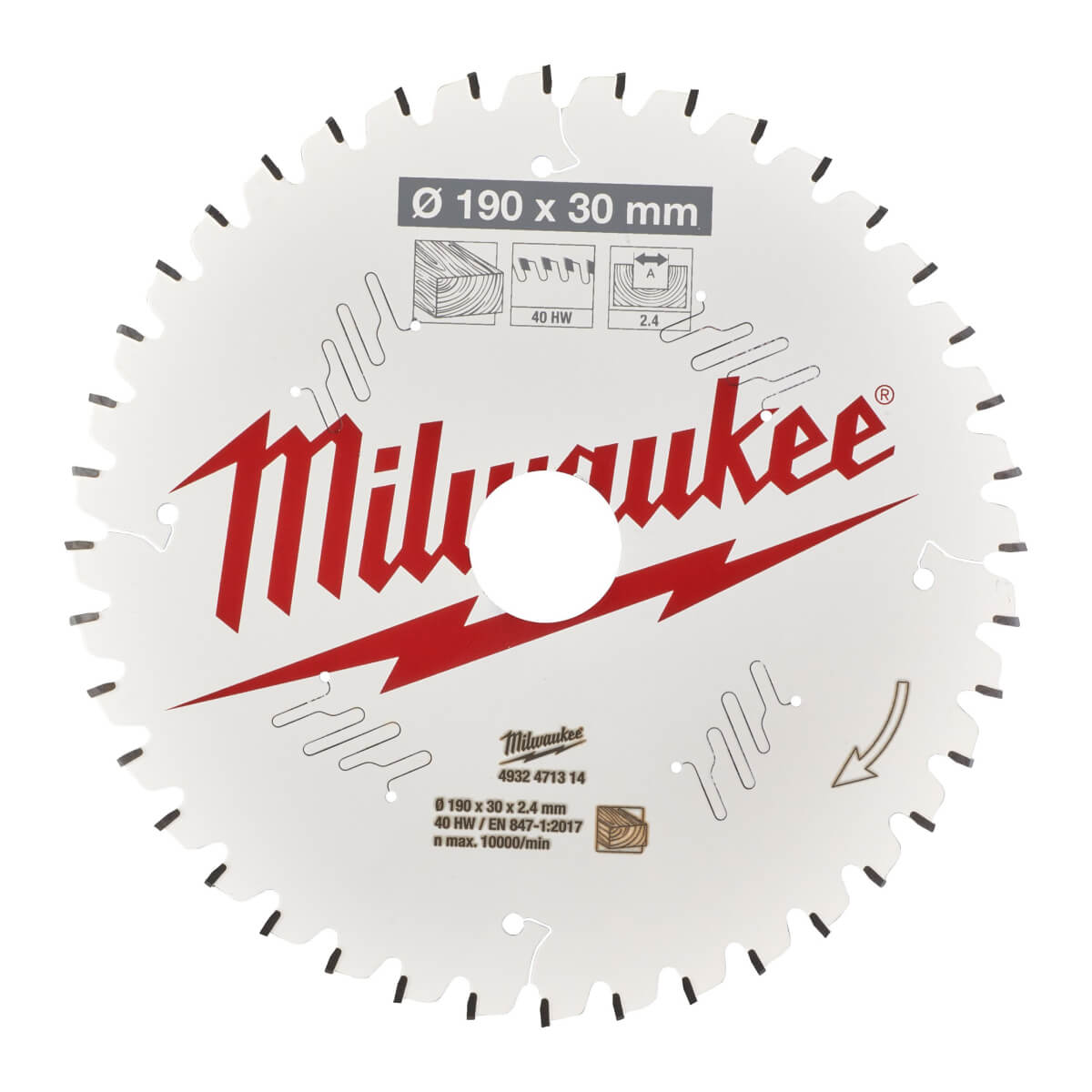 Диск пильный по дереву MILWAUKEE 190x30x40Т замена 4932459544 (4932471314)