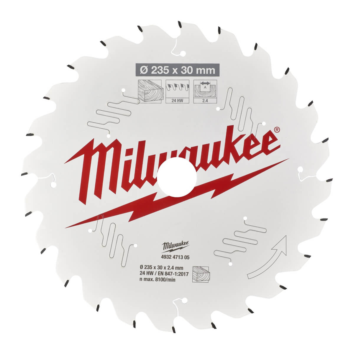 Диск пильный по дереву MILWAUKEE 235x30x36Т замена 4932451726 (4932471306)