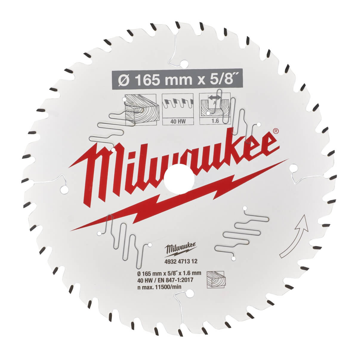 Диск пильный по дереву MILWAUKEE 165x15.87x40Т замена 4932352314 (4932471312)