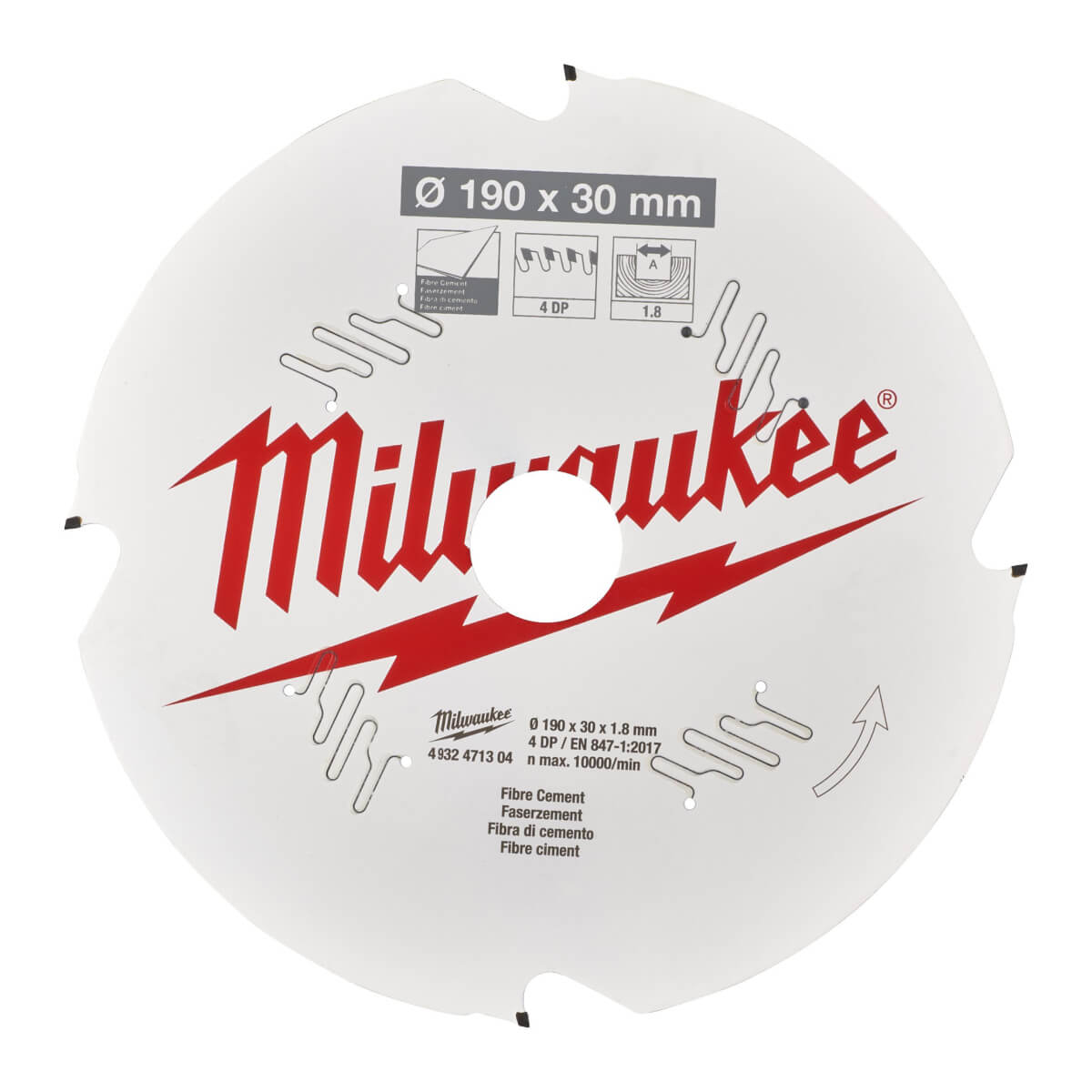 Диск пильный с алмазным напылением по фиброцементу MILWAUKEE 190x30x4Т (4932471304)