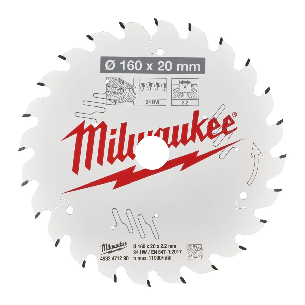 Диск пильный по дереву MILWAUKEE 160x20x24Т замена 4932327743 (4932471290)