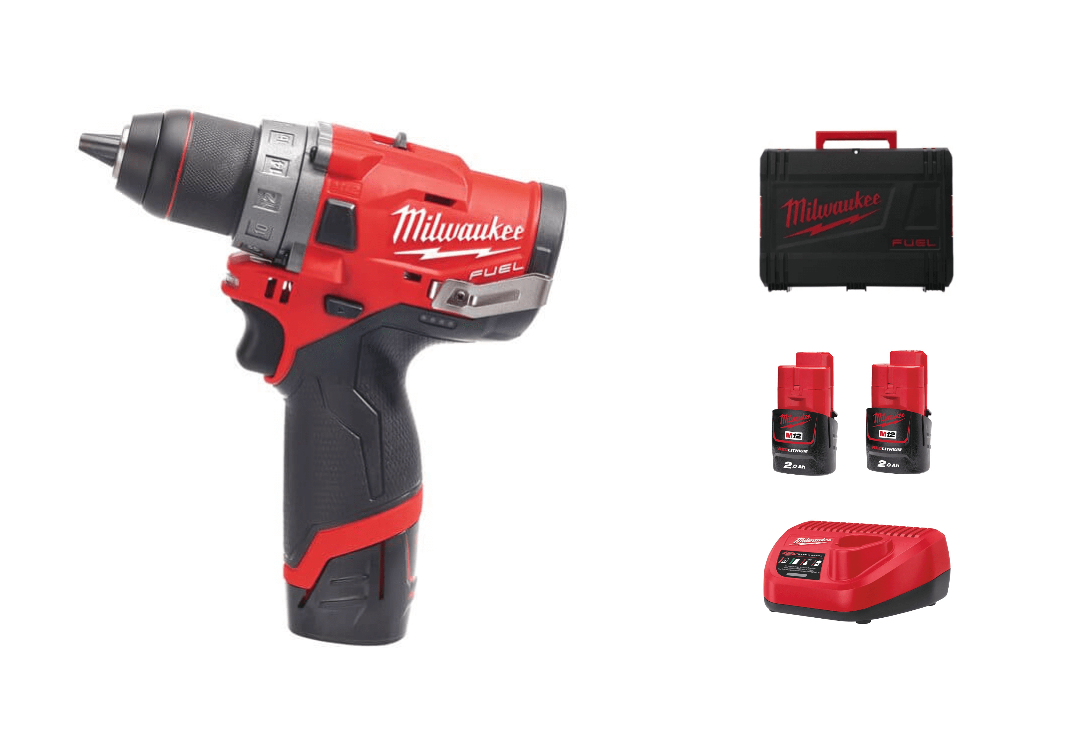 Дрель-шуруповерт MILWAUKEE M12 FDD-202X (4933459816) [12В, 2x2,0 Ач, бесщеточный, кейс]