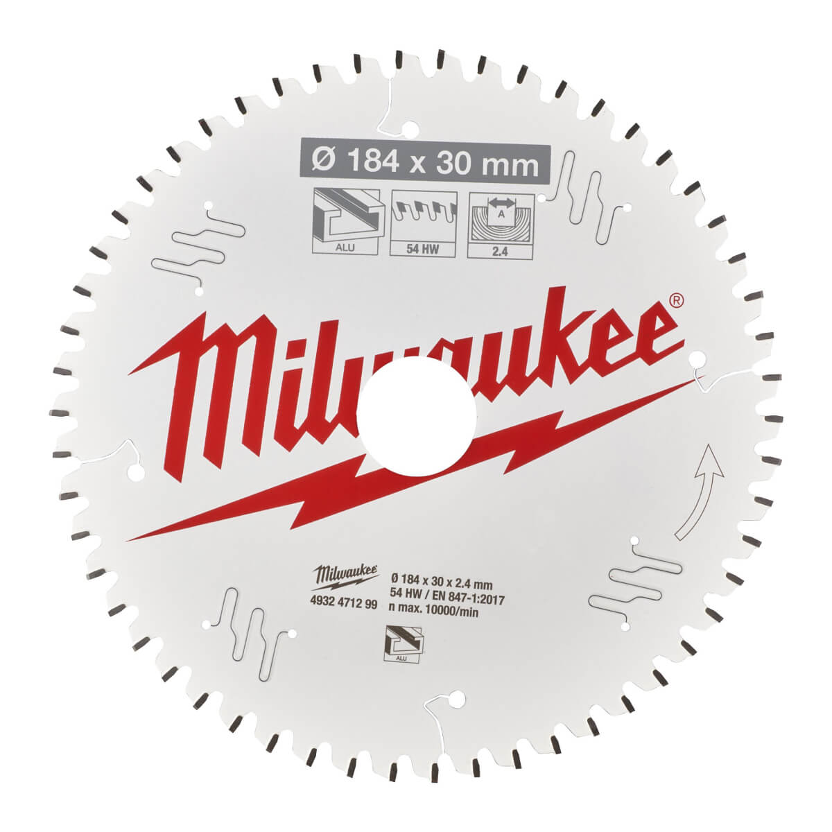 Диск пильный по алюминию MILWAUKEE 184x30x54Т замена 4932352329 (4932471299)