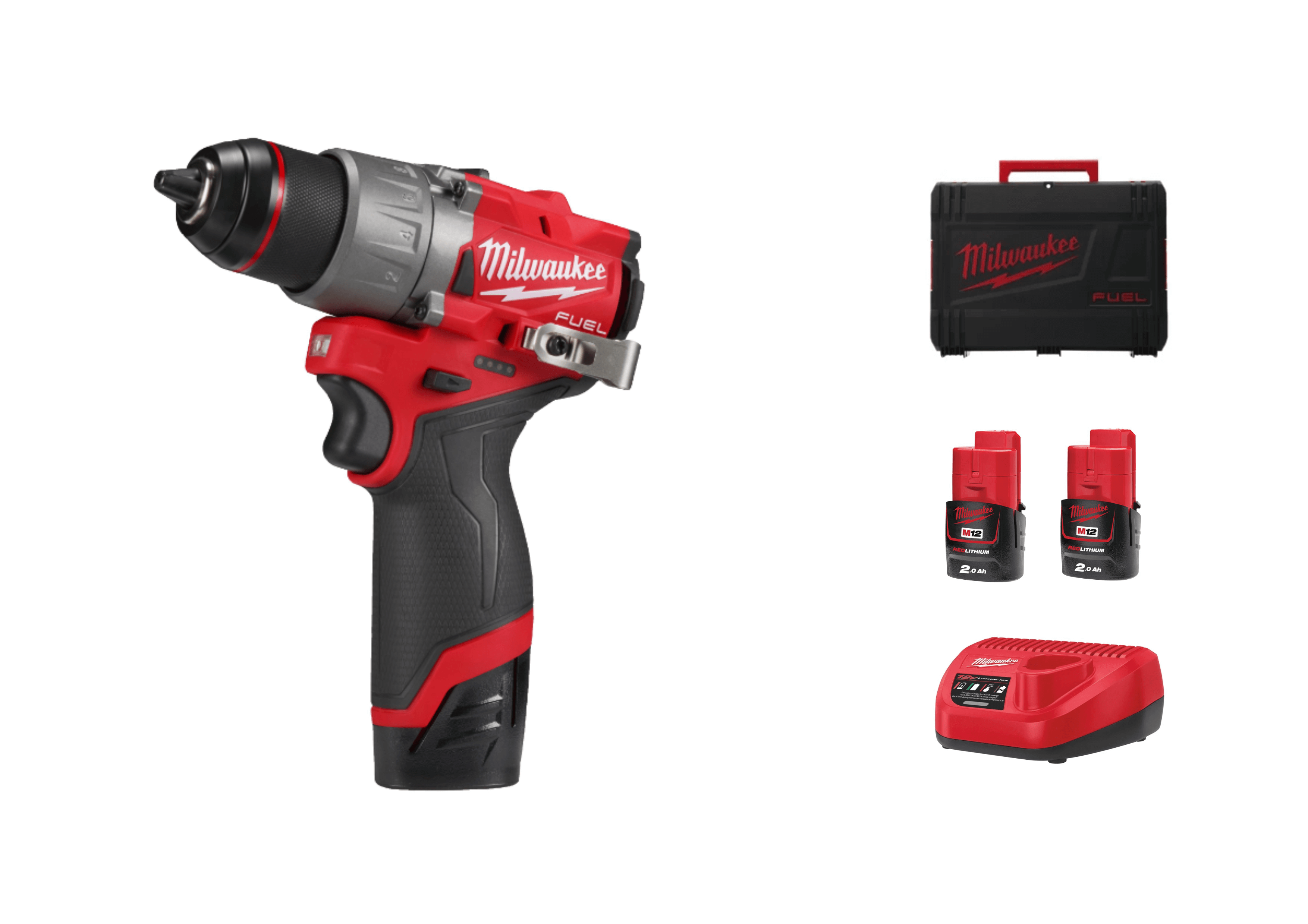 Дрель-шуруповерт MILWAUKEE M12 FDD2-202 (4933479873) [12В, 2x2,0 Ач, бесщеточный, кейс]