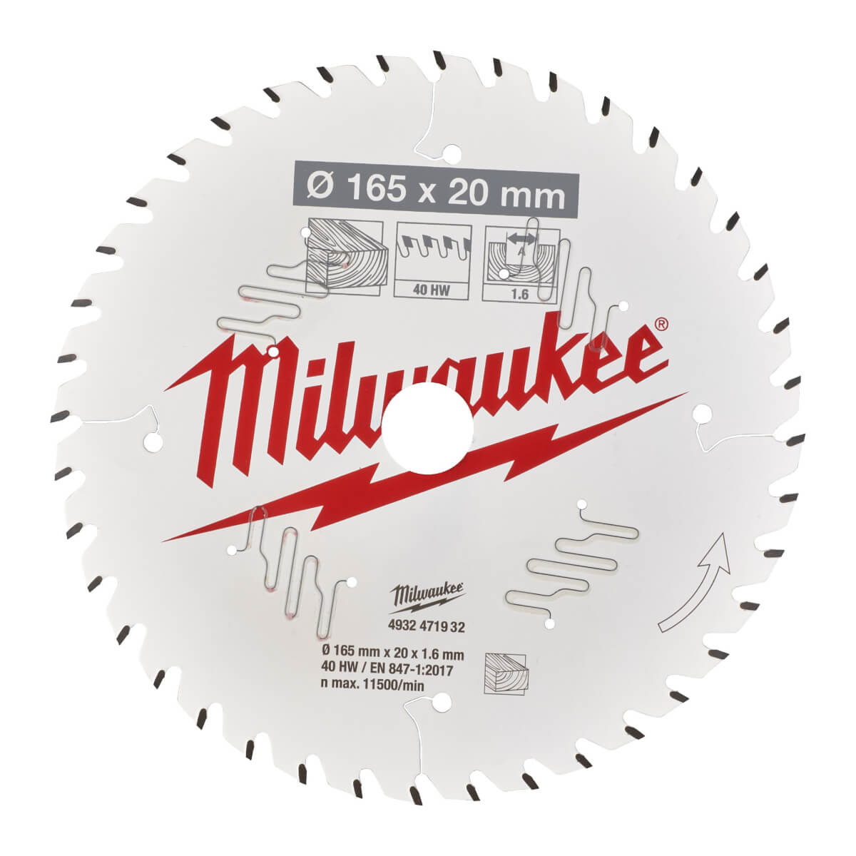 Диск пильный по дереву MILWAUKEE 165x20x40Т замена 4932352132 (4932471932)