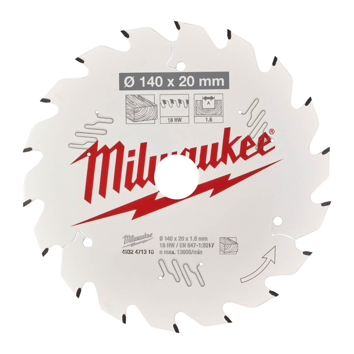 Диск пильный по дереву MILWAUKEE 140x20x18Т замена 4932430719 (4932471310)