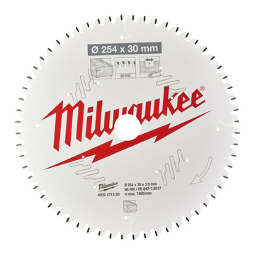 Диск пильный по дереву MILWAUKEE 254x30x60Т замена 4932451728 (4932471320)
