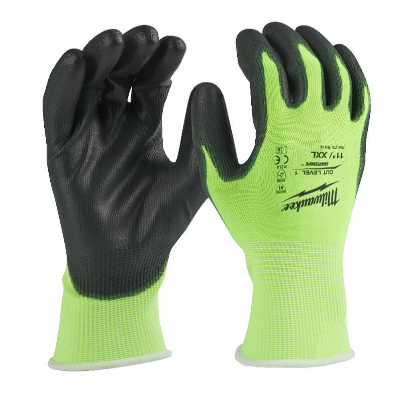 Перчатки с защитой от порезов (1 класс) MILWAUKEE Hi-Vis Cut levell 1/A, размер XXL/11 (4932479920)