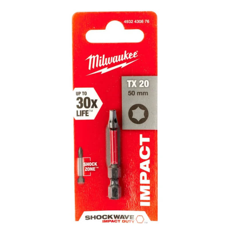 Бита TORX MILWAUKEE SHOCKWAVE TX20х50 мм замена 4932352442 (4932430876)