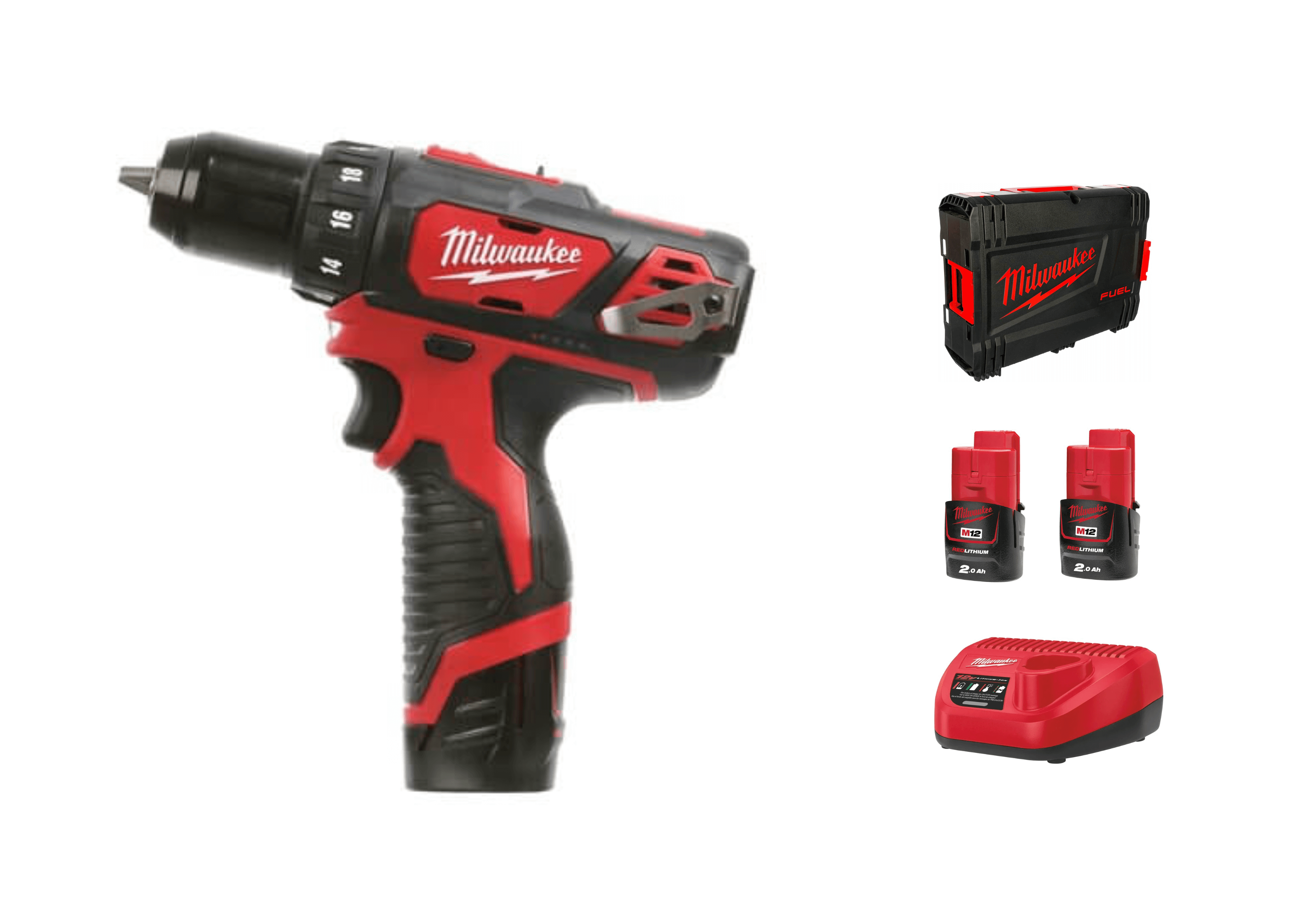 Дрель-шуруповерт MILWAUKEE M12 BDD-202C (4933441915) [12В, 2x2,0 Ач, кейс]