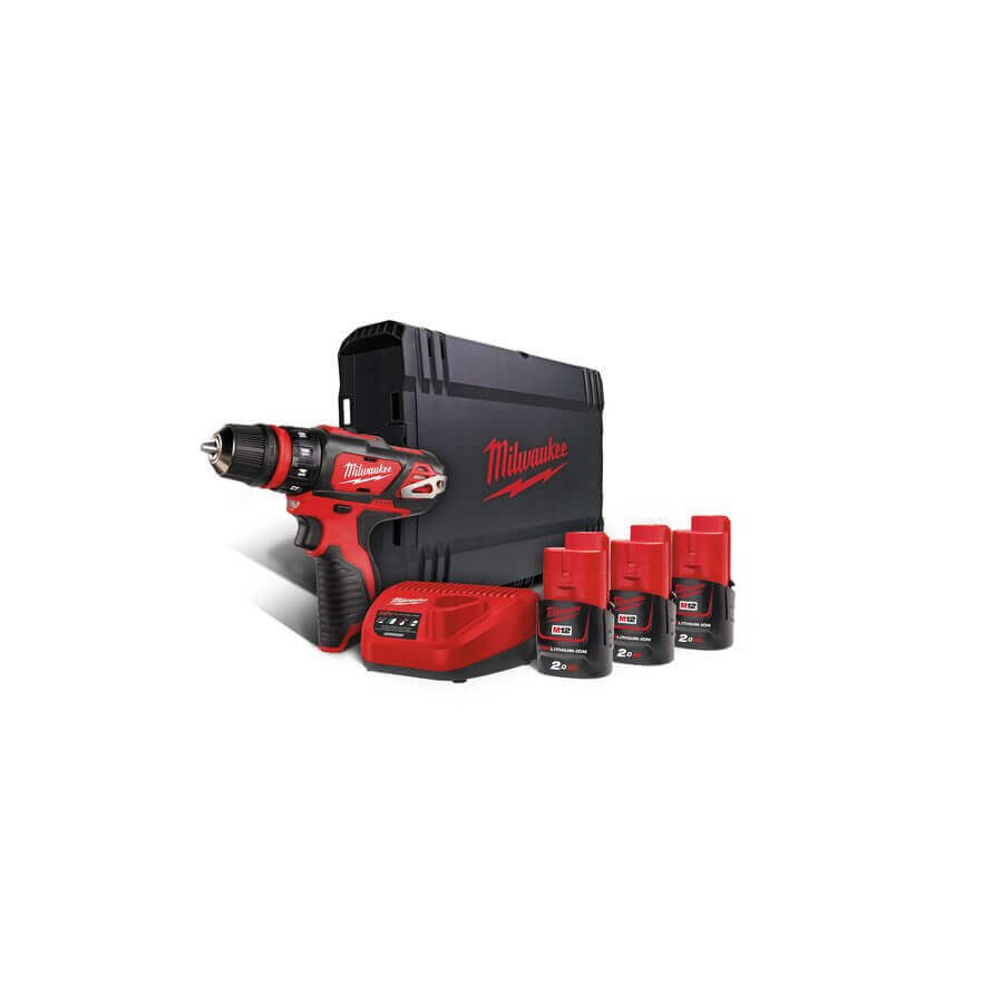 Дрель-шуруповерт Milwaukee M12 BDDXKIT-202C (4933447836) [12В, 2x2,0 Ач, кейс, насадки 3 шт]