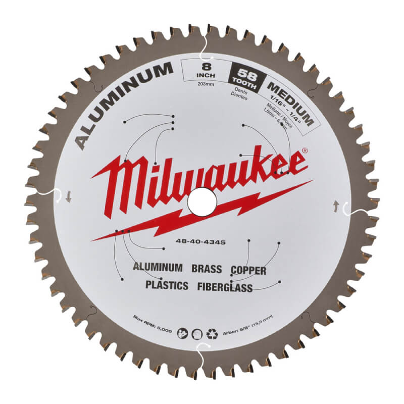 Диск пильный по алюминию MILWAUKEE 203х15.87х58T (48404345)