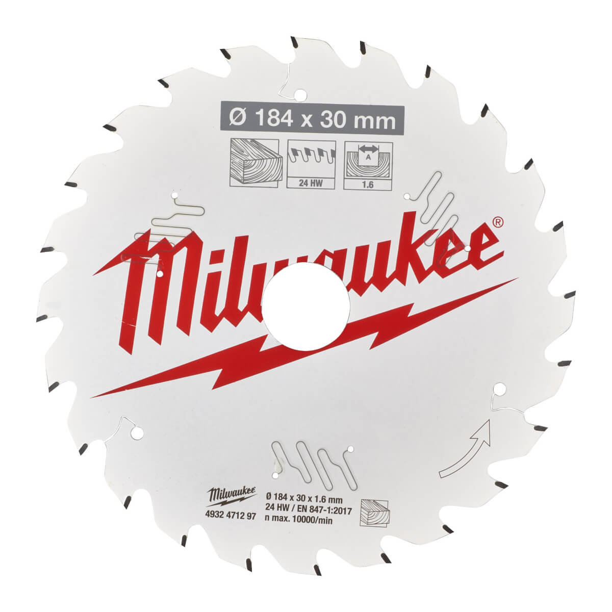 Диск пильный по дереву MILWAUKEE 184x30x24Т замена 4932352327 (4932471297)