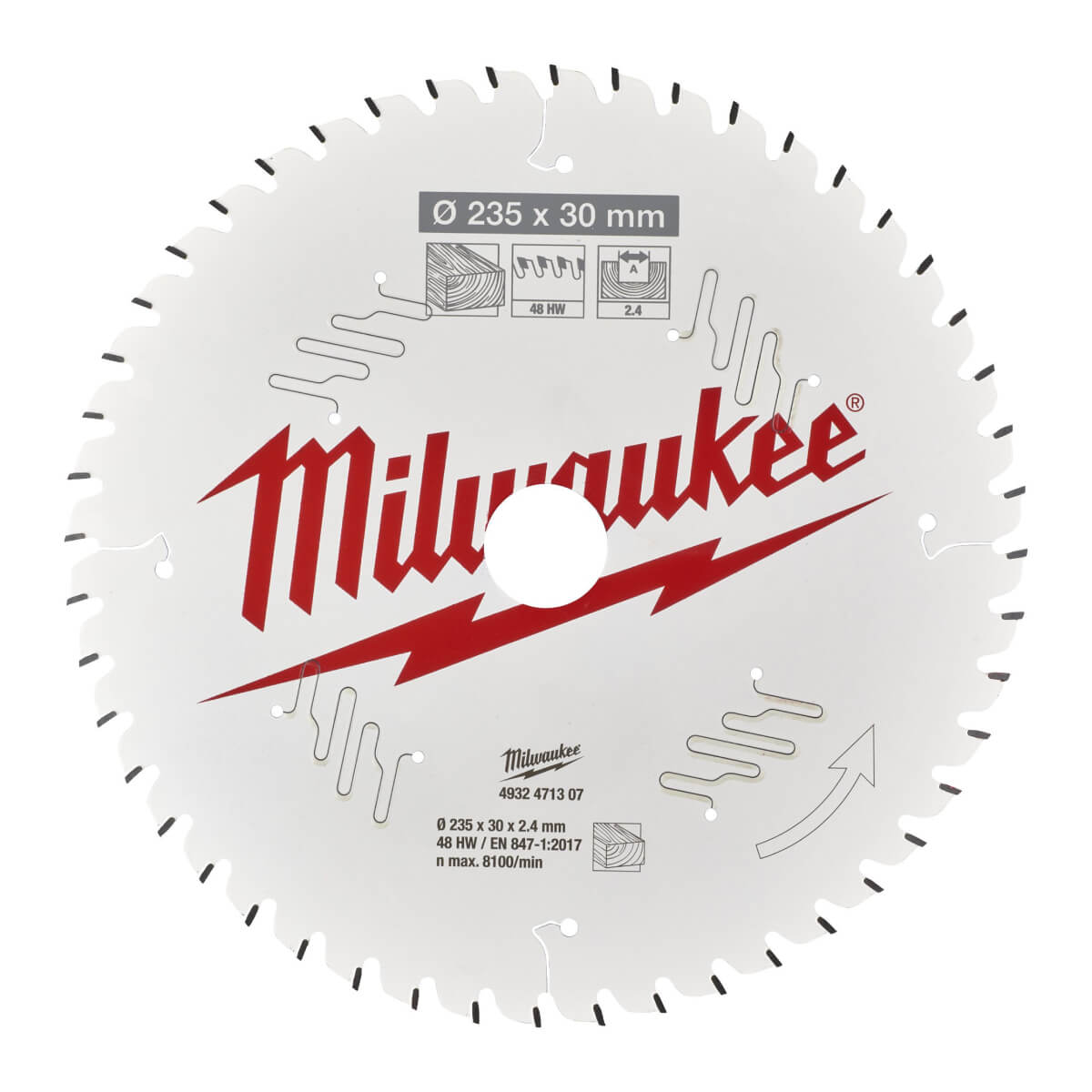 Диск пильный по дереву MILWAUKEE 235x30x48Т замена 4932451727 (4932471307)