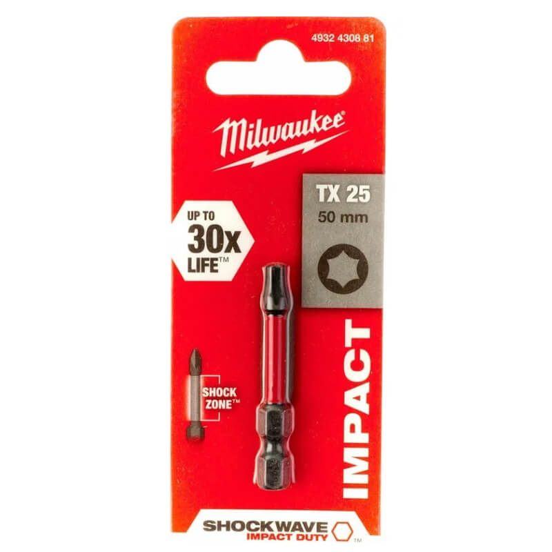 Бита TORX MILWAUKEE SHOCKWAVE TX25х50 мм замена 4932352444 (4932430881)