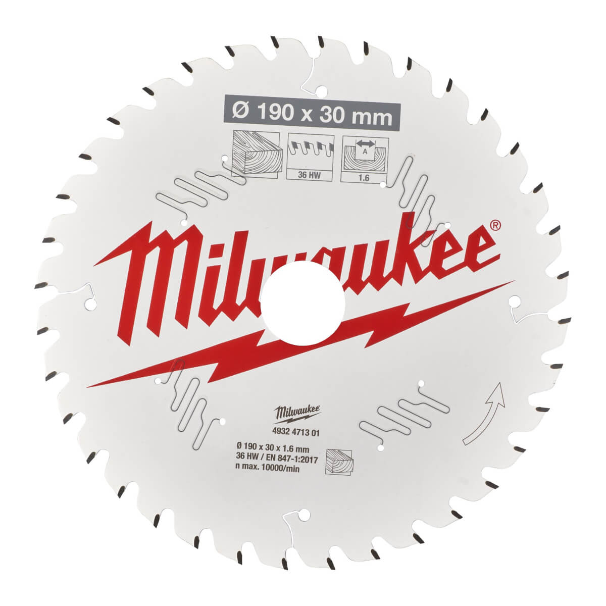 Диск пильный по дереву MILWAUKEE 190x30x36Т замена 4932327969 (4932471301)