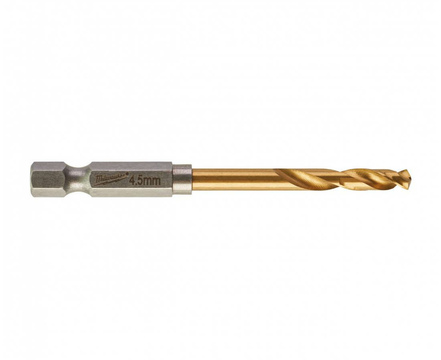 Сверло по металлу 4.5 мм MILWAUKEE RedHEX HSS-G TiN, шестигранный хвостовик, 10 шт. (4932478179)