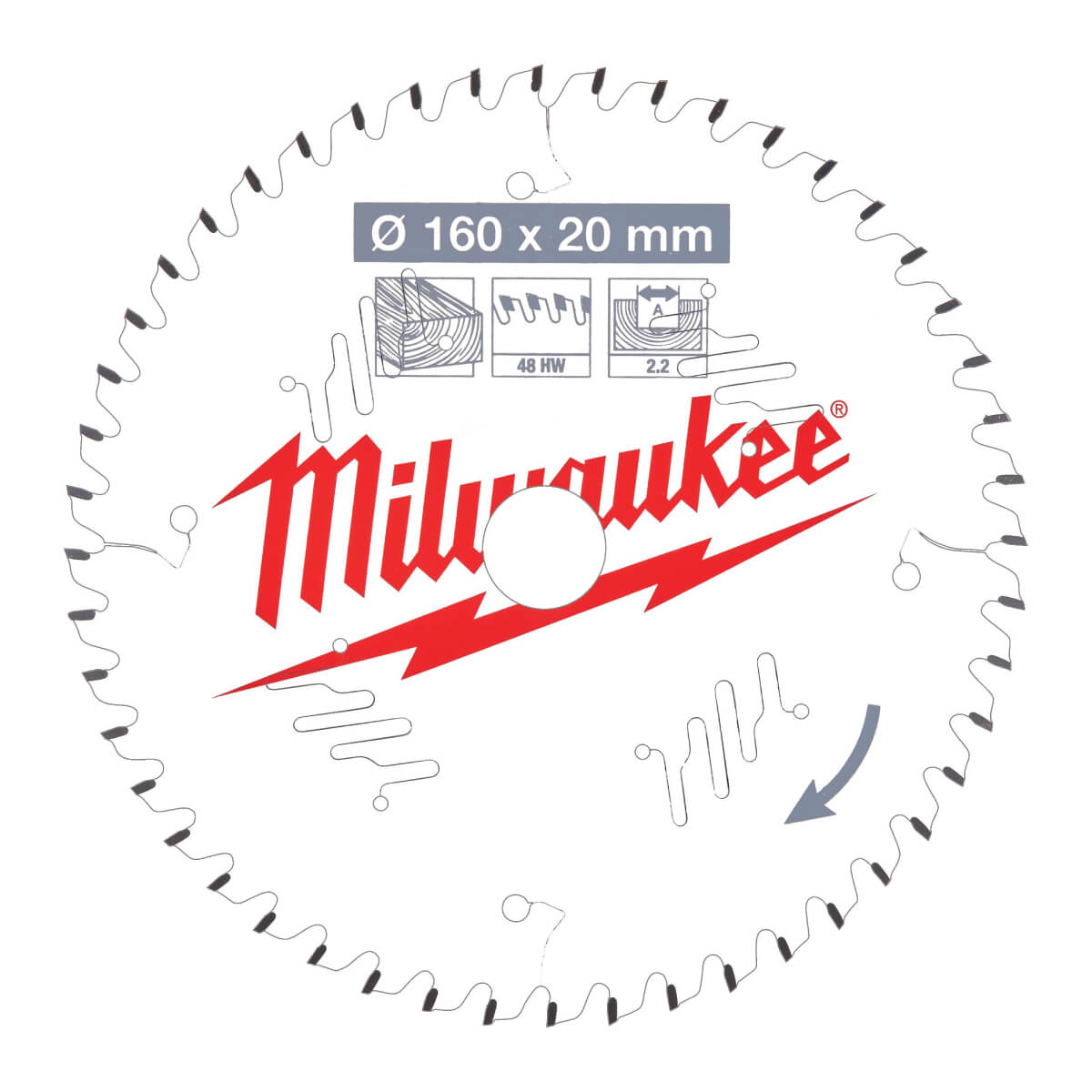 Диск пильный по дереву MILWAUKEE 160x20x48Т замена 4932248233 (4932471291)