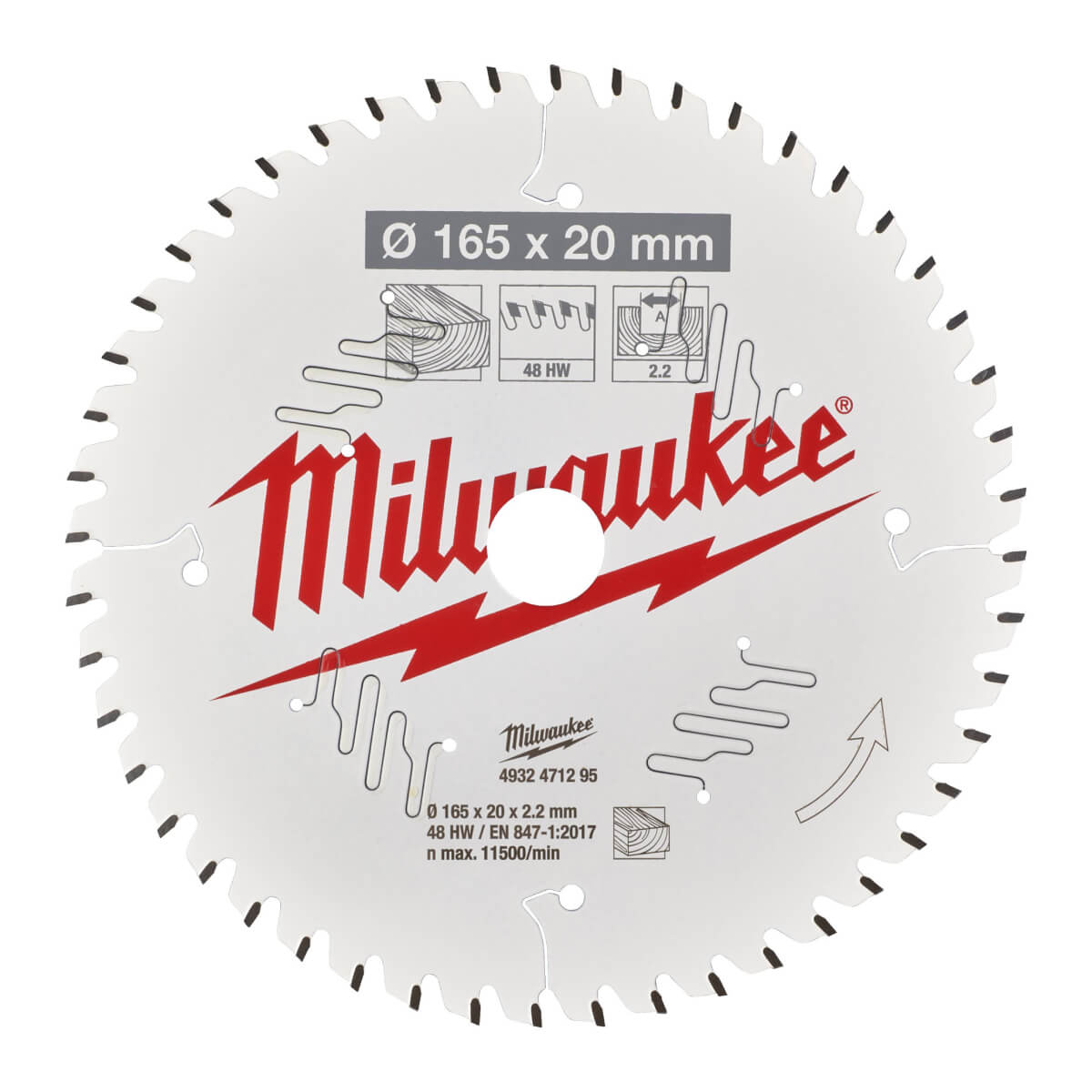 Диск пильный по дереву MILWAUKEE 165x20x48Т (4932471295)