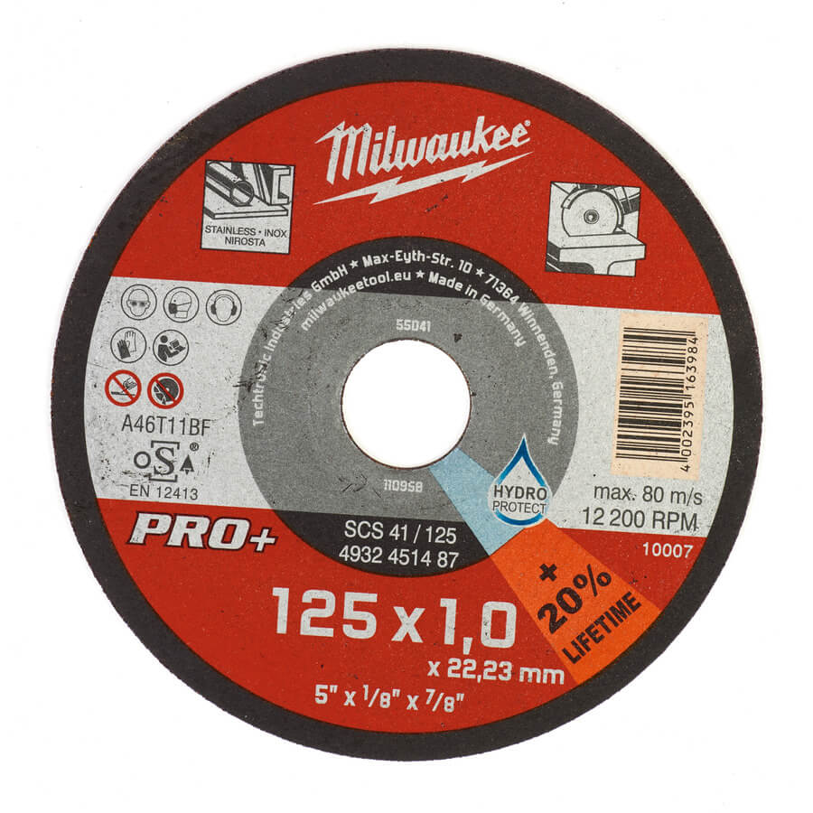 Круг отрезной по металлу MILWAUKEE SCS 41 PRO+ 125х22х1.0 мм (4932451488)