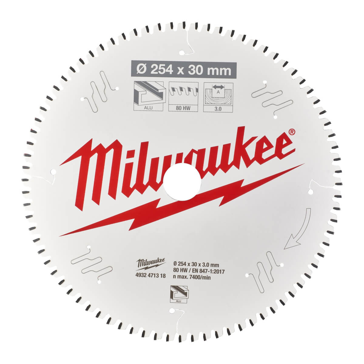 Диск пильный по алюминию MILWAUKEE 254x30x80Т (4932471318)