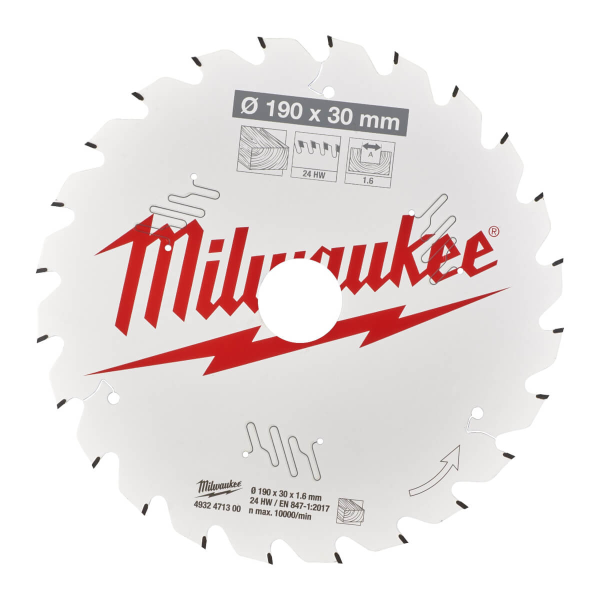 Диск пильный по дереву MILWAUKEE 190x30x24Т замена 4932256387 (4932471300)